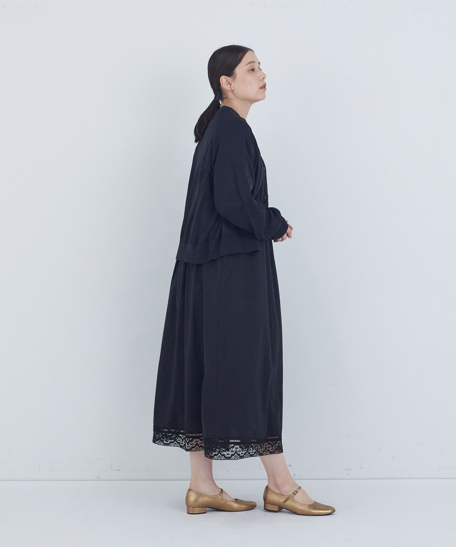 【ADIEU TRISTESSE】ペーパーポリエステルニットブルゾン 詳細画像 ブラック 3