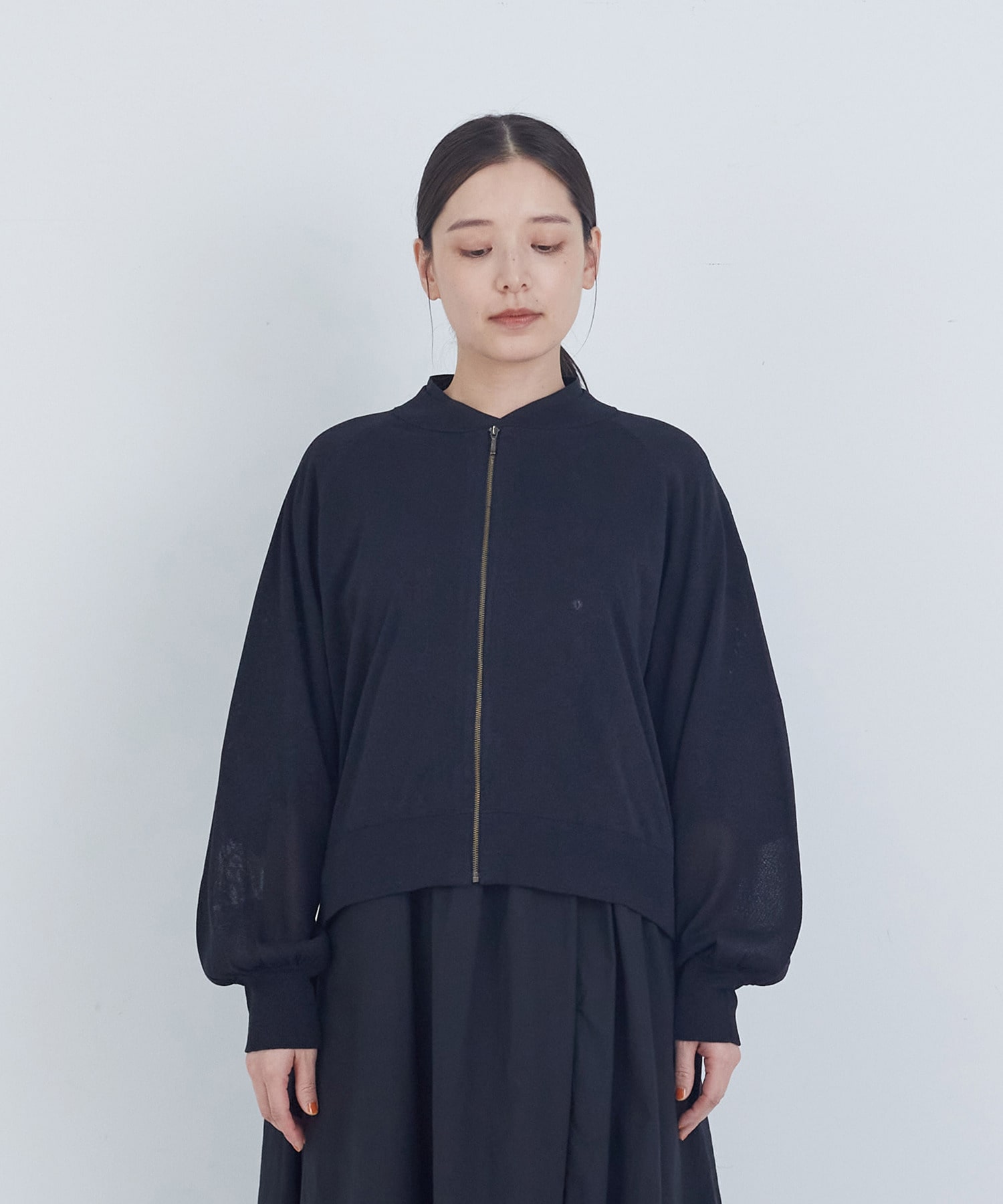 【ADIEU TRISTESSE】ペーパーポリエステルニットブルゾン 詳細画像 ブラック 5