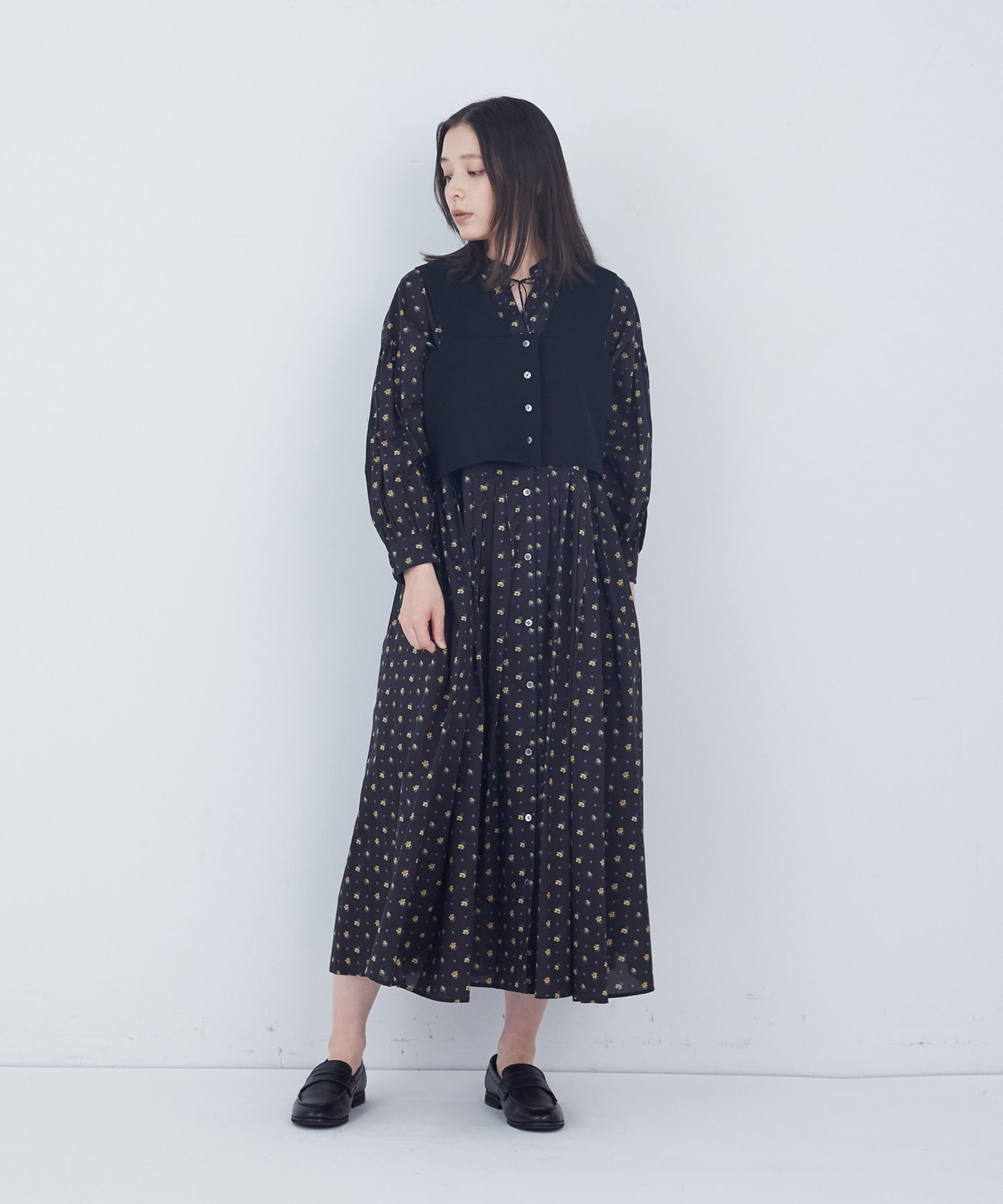 【ADIEU TRISTESSE】【2way】COTTON SURFミラノリブビスチェ風ベスト 詳細画像 ブラック 1