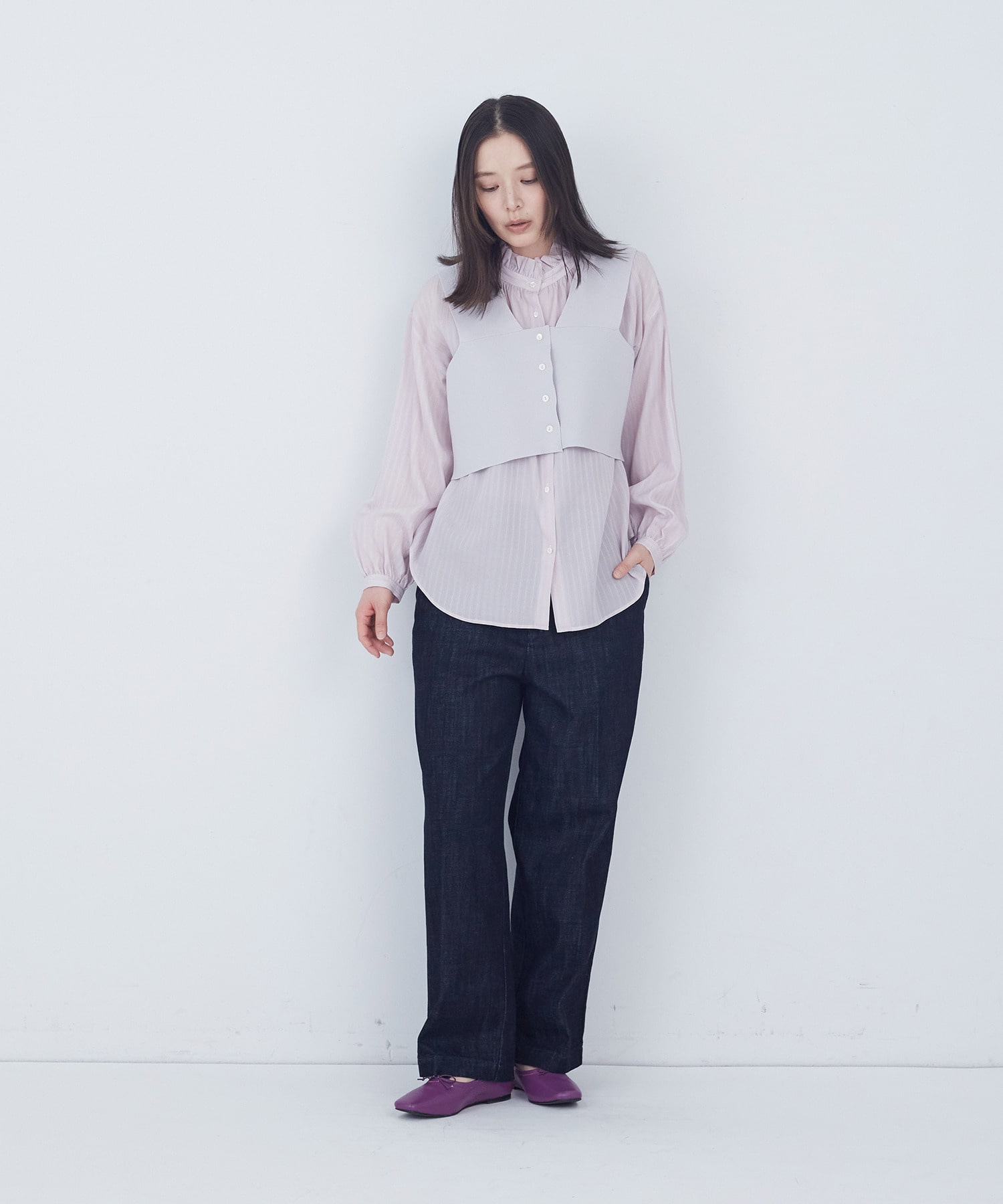 【ADIEU TRISTESSE】【2way】COTTON SURFミラノリブビスチェ風ベスト 詳細画像 ブラック 10