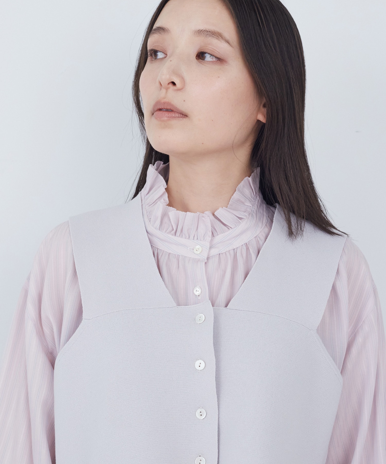 【ADIEU TRISTESSE】【2way】COTTON SURFミラノリブビスチェ風ベスト 詳細画像 ブラック 18