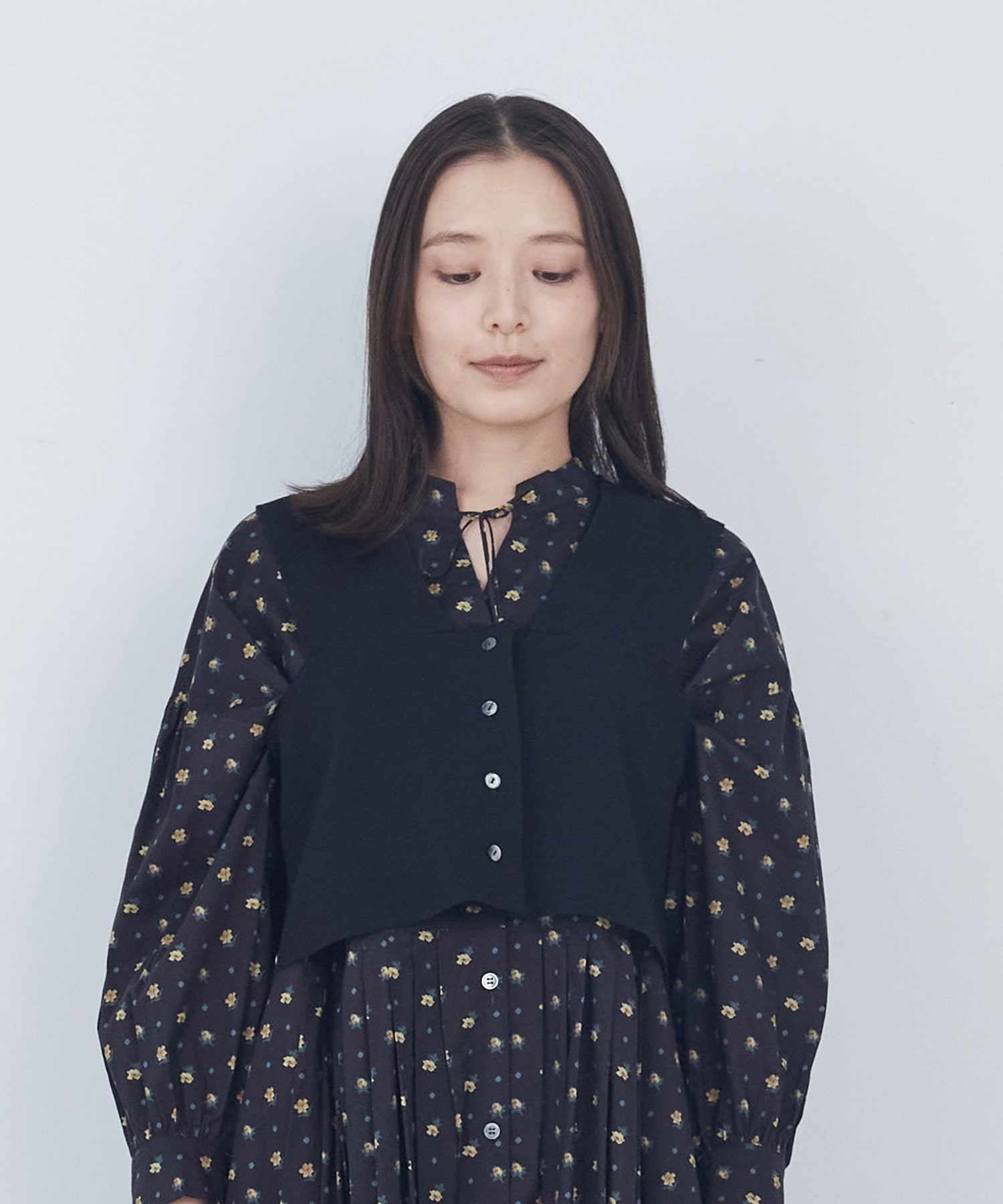 【ADIEU TRISTESSE】【2way】COTTON SURFミラノリブビスチェ風ベスト 詳細画像 ブラック 5