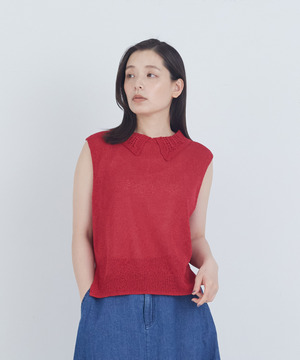 【ADIEU TRISTESSE】TSUMUGI透かし襟ベスト 詳細画像 レッド 1