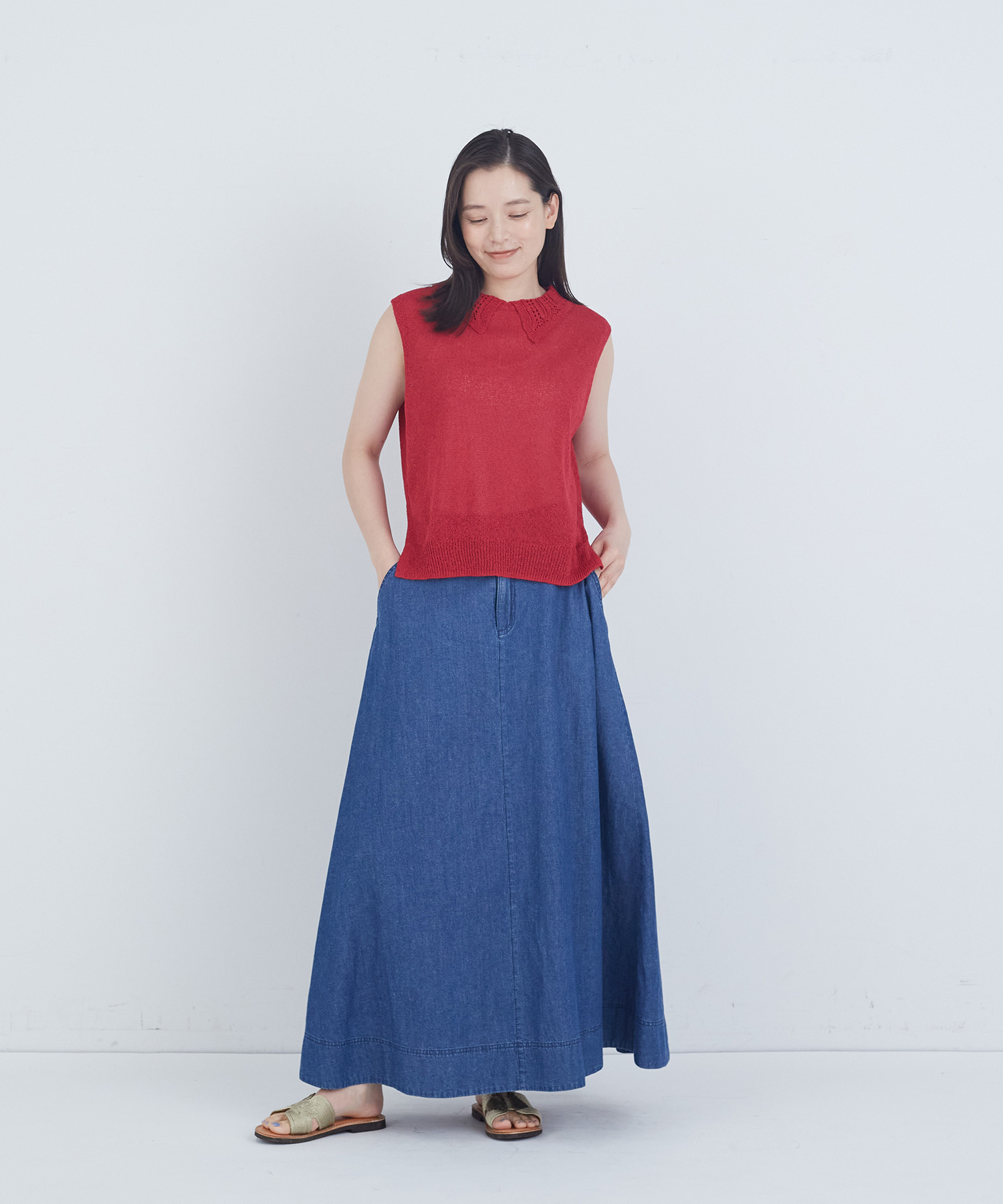 【ADIEU TRISTESSE】TSUMUGI透かし襟ベスト 詳細画像 ネイビー 1