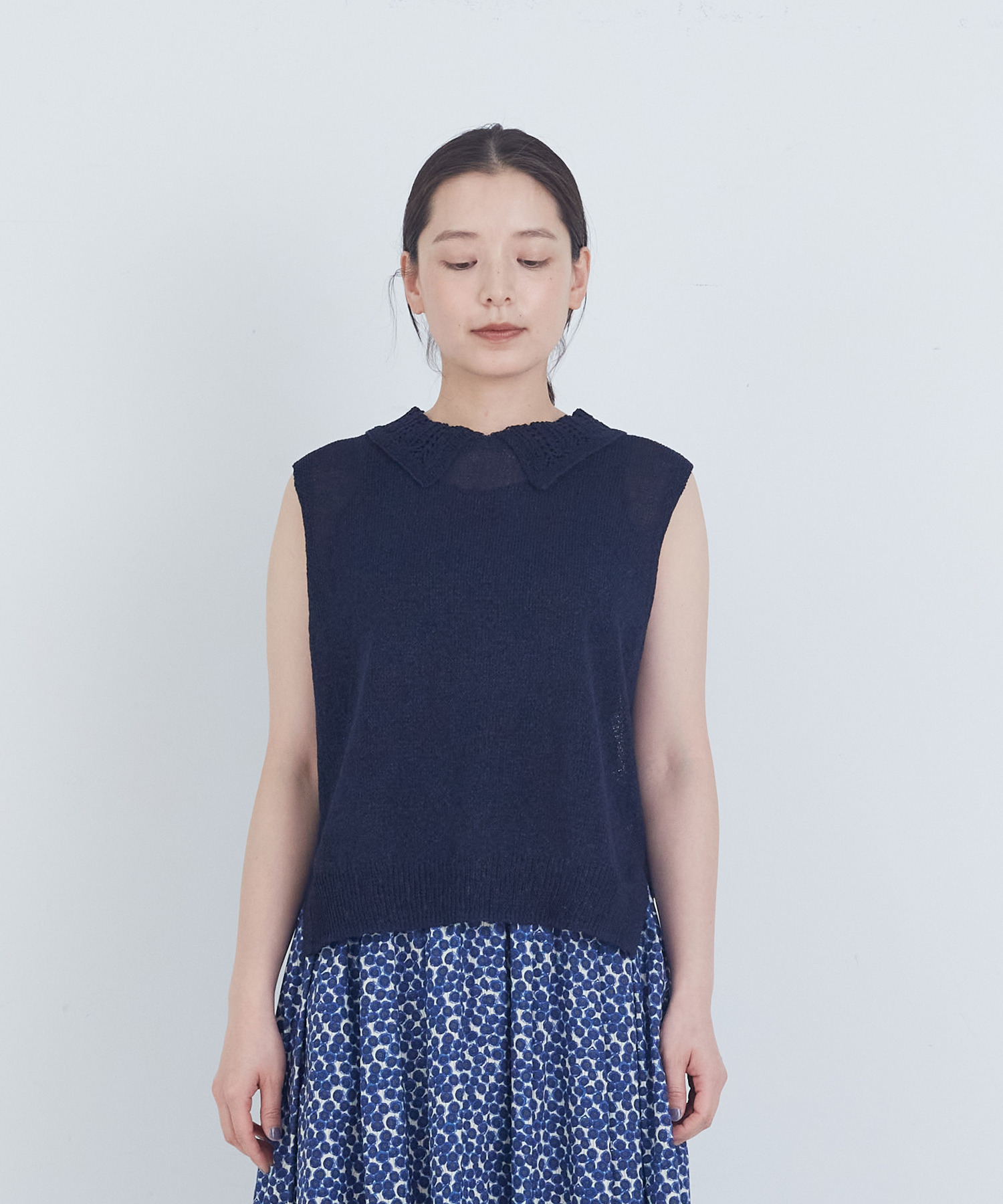 【ADIEU TRISTESSE】TSUMUGI透かし襟ベスト 詳細画像 ネイビー 10