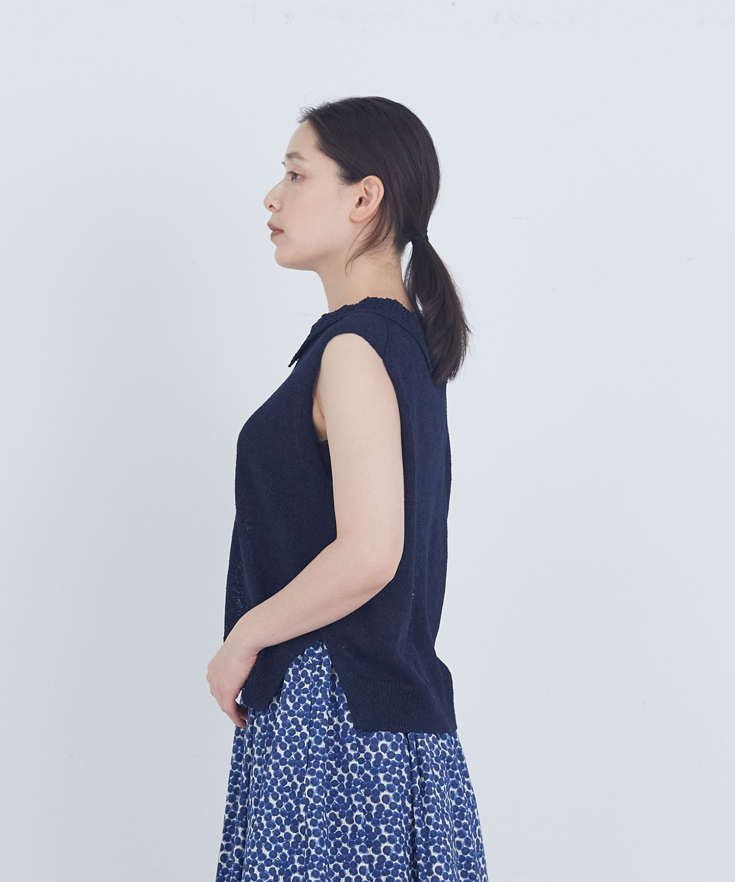 【ADIEU TRISTESSE】TSUMUGI透かし襟ベスト 詳細画像 ネイビー 11