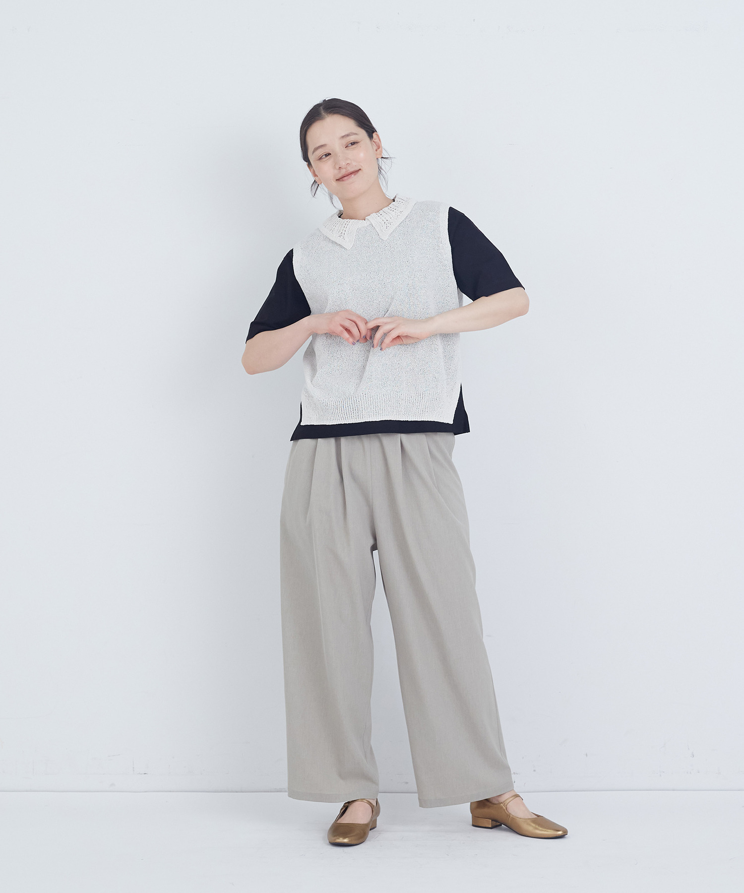 【ADIEU TRISTESSE】TSUMUGI透かし襟ベスト 詳細画像 ネイビー 13