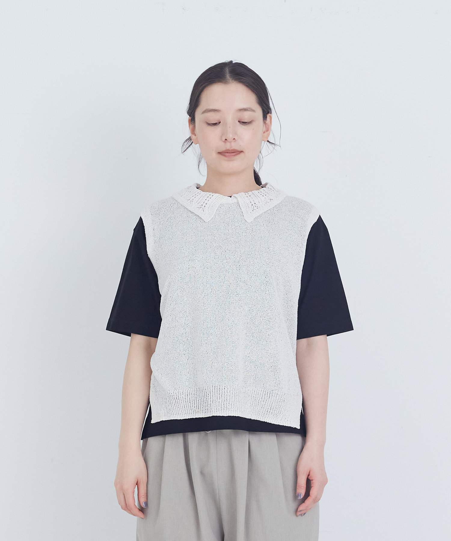 【ADIEU TRISTESSE】TSUMUGI透かし襟ベスト 詳細画像 ネイビー 16