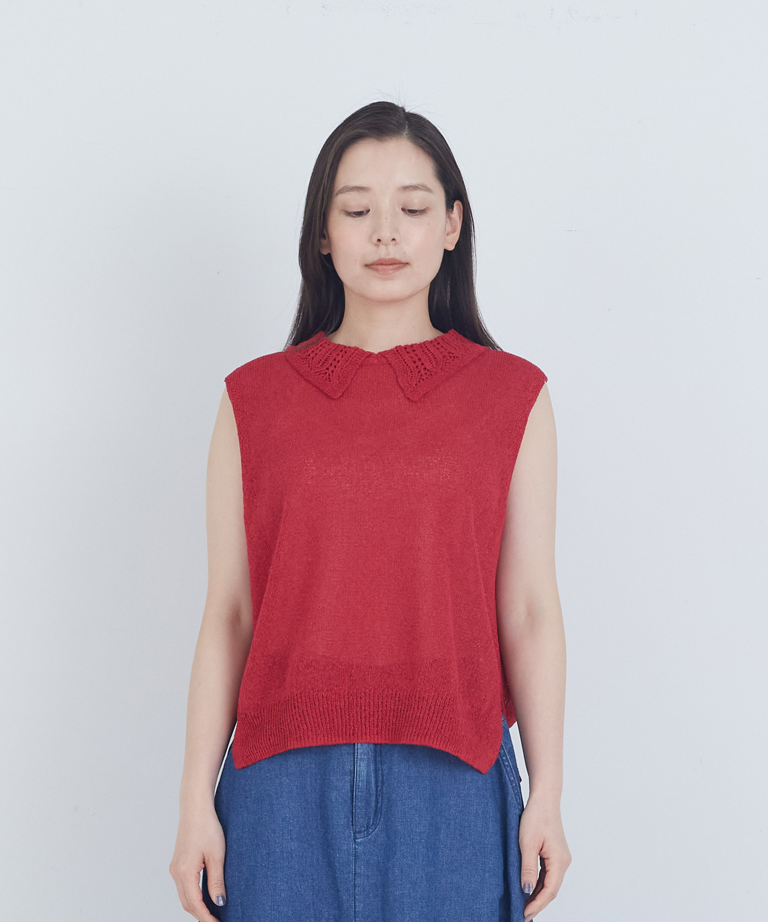 【ADIEU TRISTESSE】TSUMUGI透かし襟ベスト 詳細画像 ネイビー 4