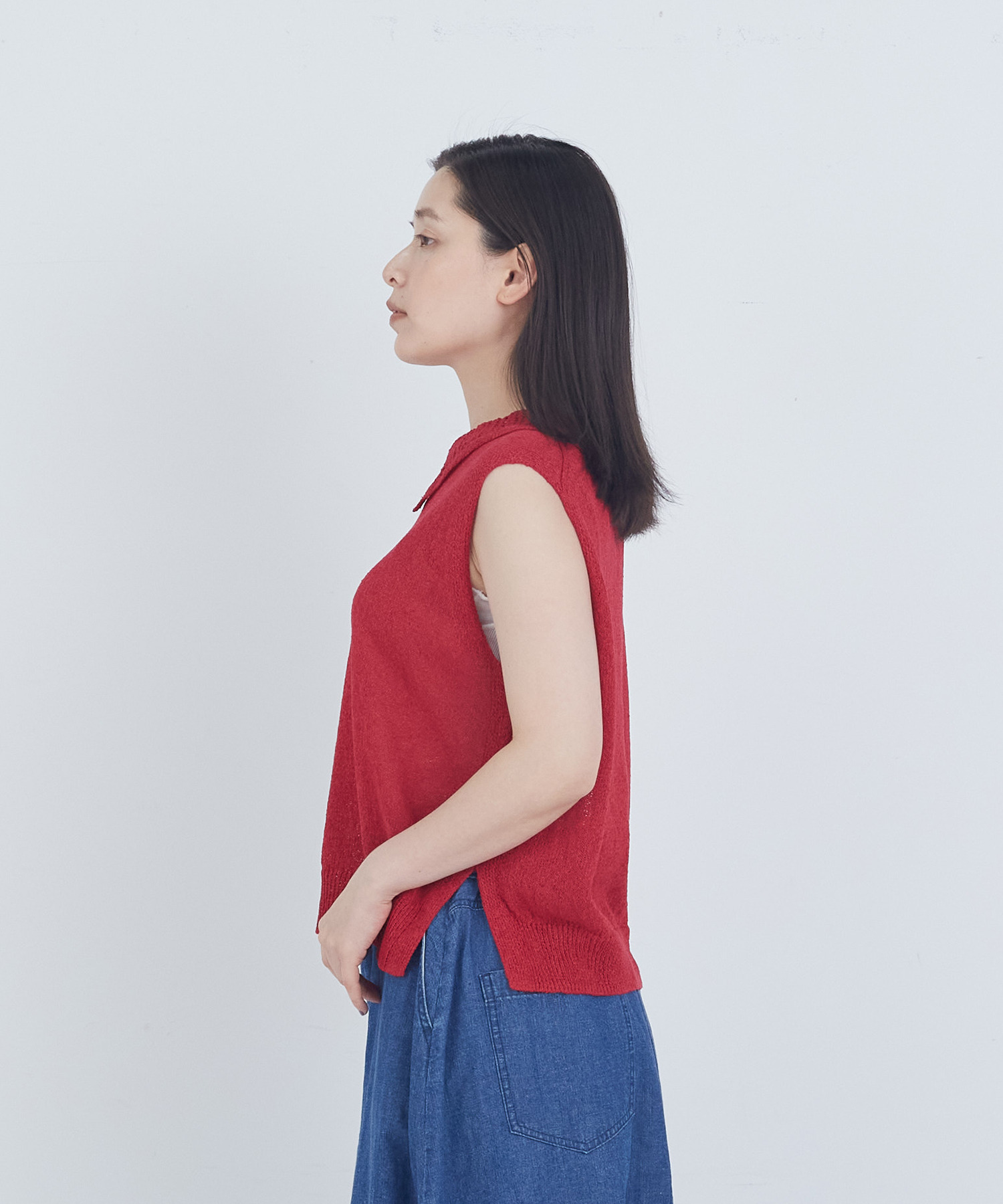【ADIEU TRISTESSE】TSUMUGI透かし襟ベスト 詳細画像 ネイビー 5