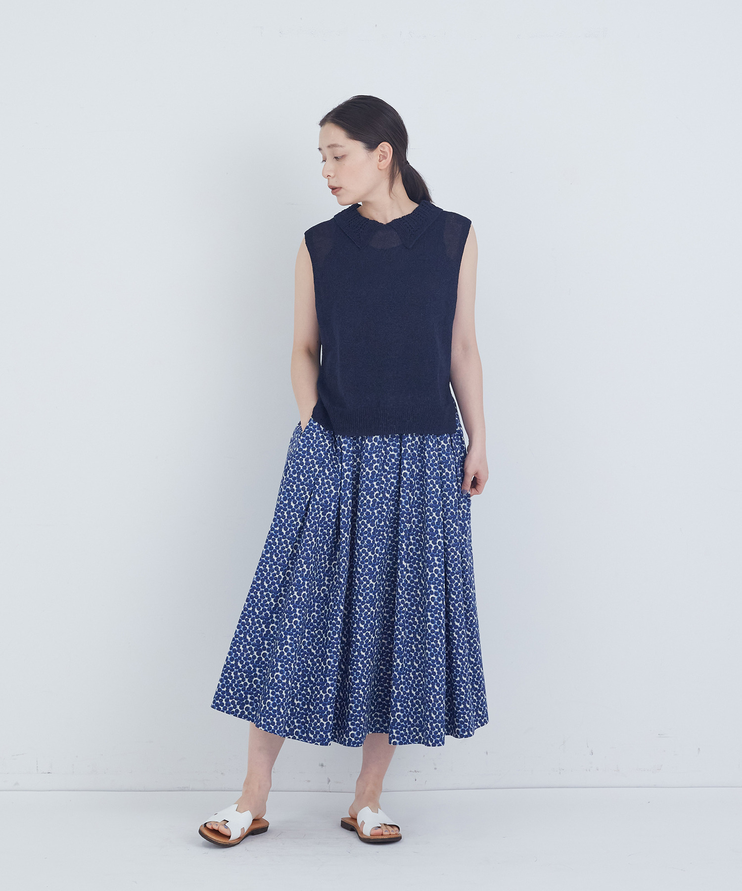 【ADIEU TRISTESSE】TSUMUGI透かし襟ベスト 詳細画像 ネイビー 7