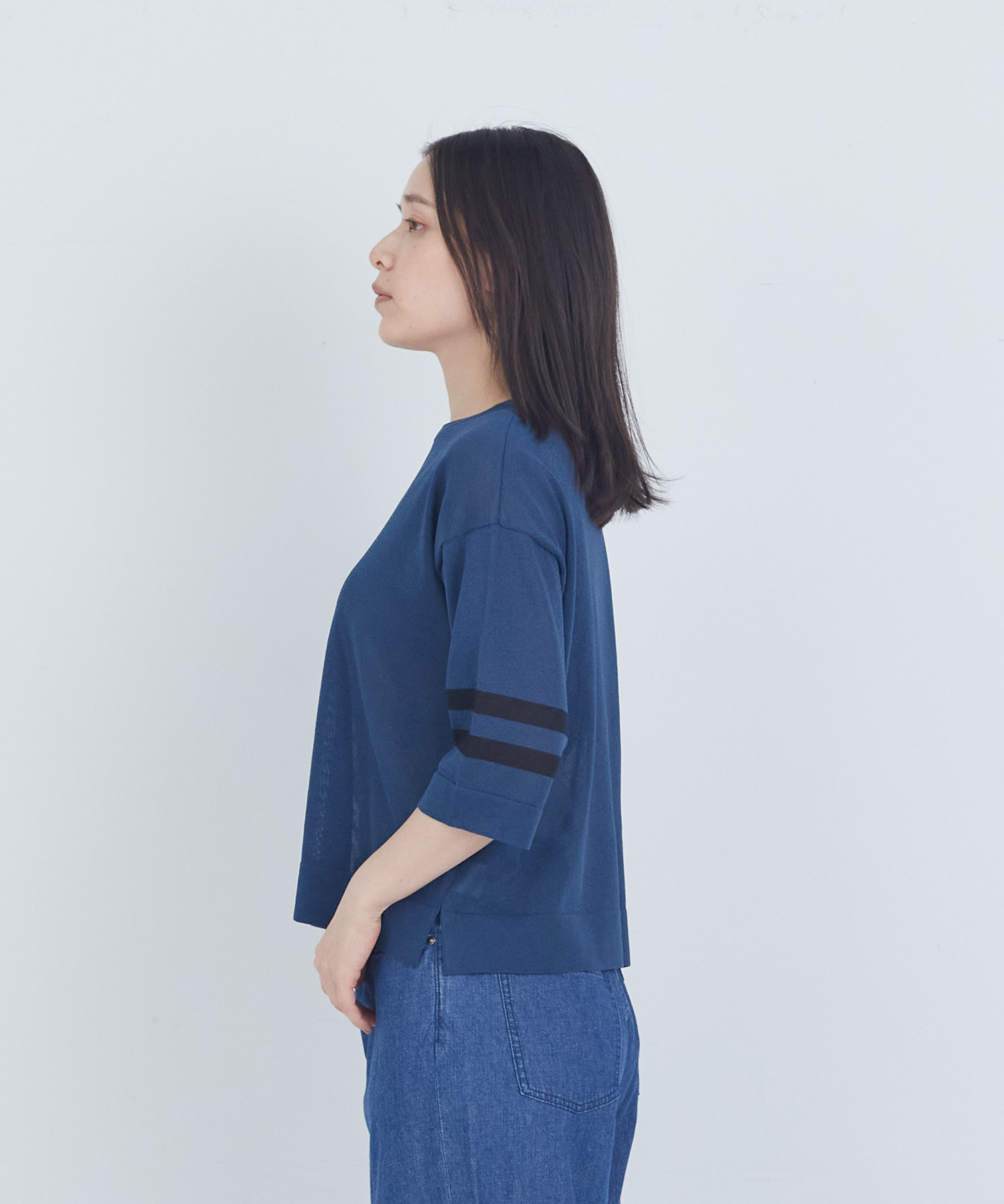 【ADIEU TRISTESSE】ペーパーポリエステルライン入りニット 詳細画像 ネイビー 11