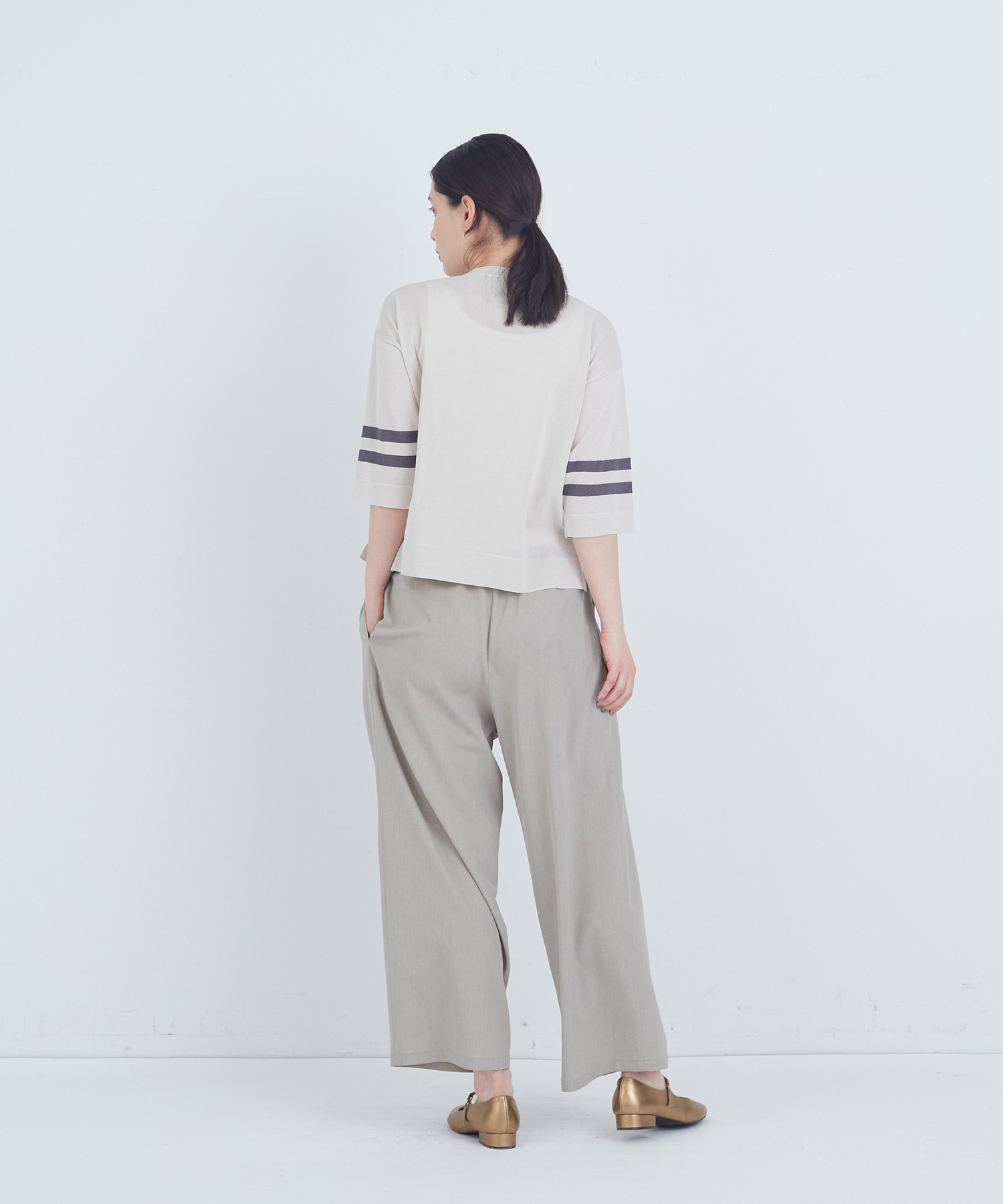 【ADIEU TRISTESSE】ペーパーポリエステルライン入りニット 詳細画像 ネイビー 3