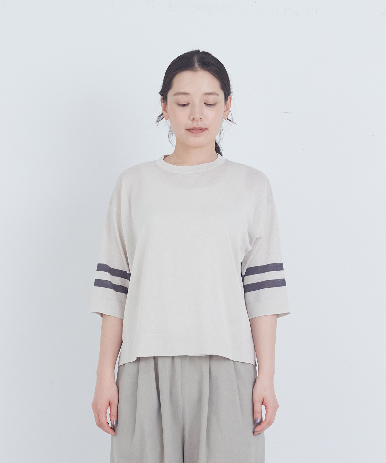 【ADIEU TRISTESSE】ペーパーポリエステルライン入りニット 詳細画像 ネイビー 4