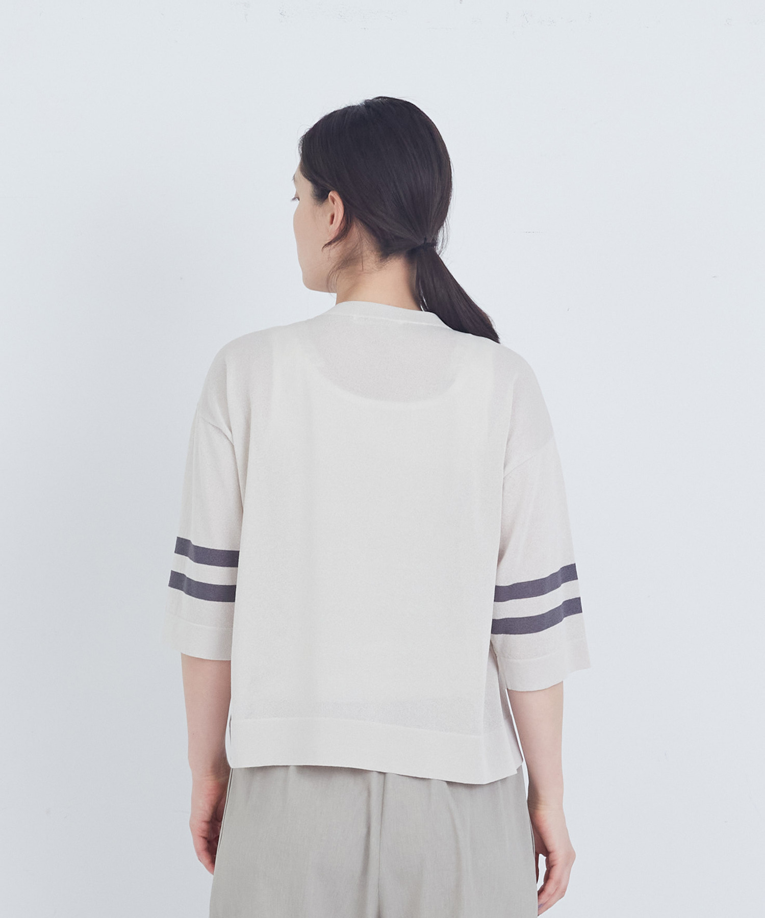 【ADIEU TRISTESSE】ペーパーポリエステルライン入りニット 詳細画像 ネイビー 6