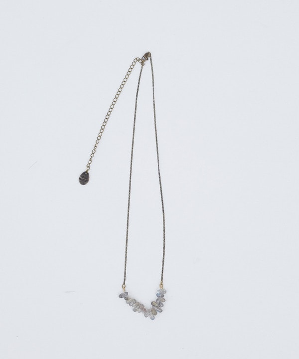 ドロップ型天然石ネックレス 詳細画像 グレー 1