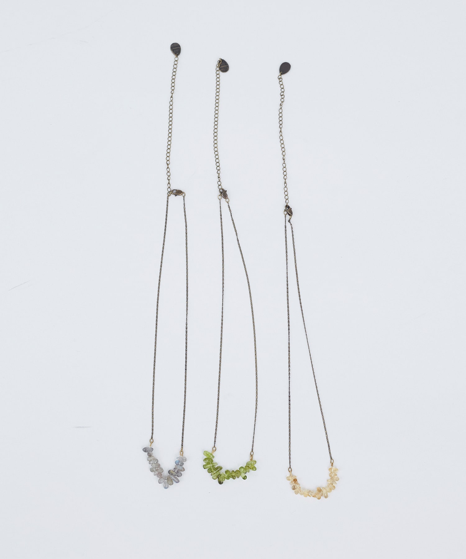 【ADIEU TRISTESSE】ドロップ型天然石ネックレス 詳細画像 グレー 1