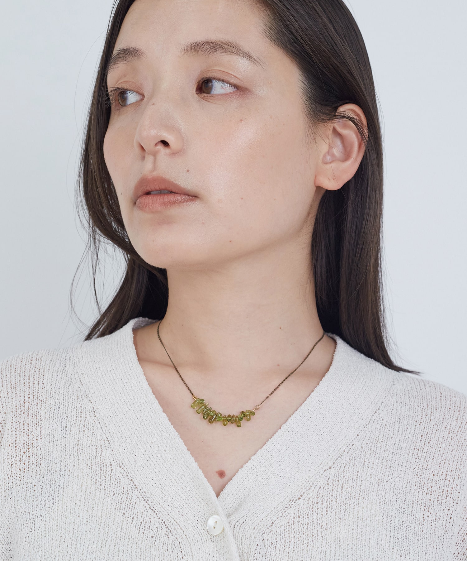 【ADIEU TRISTESSE】ドロップ型天然石ネックレス 詳細画像 グレー 4