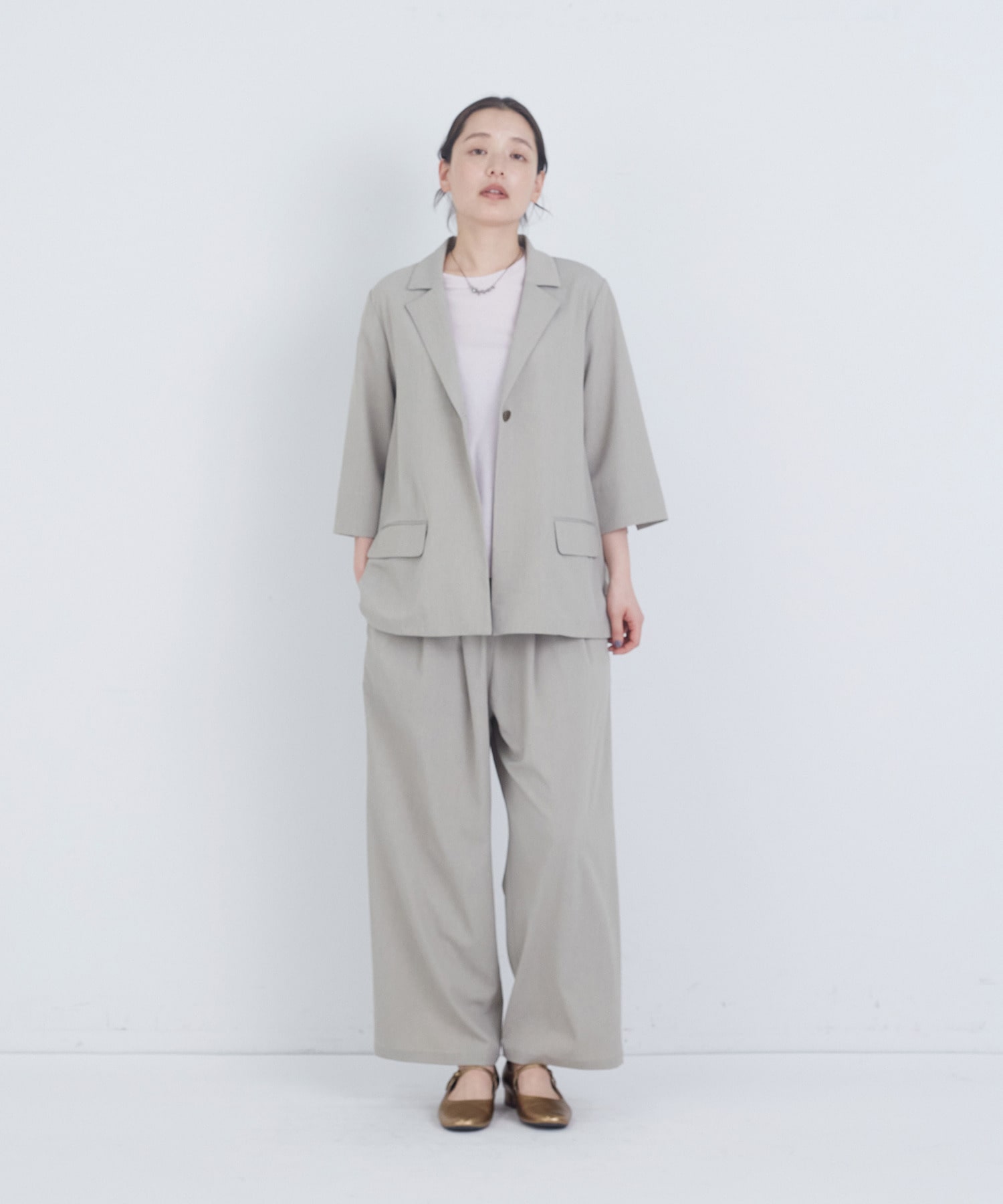 【ADIEU TRISTESSE】ドロップ型天然石ネックレス 詳細画像 グレー 6