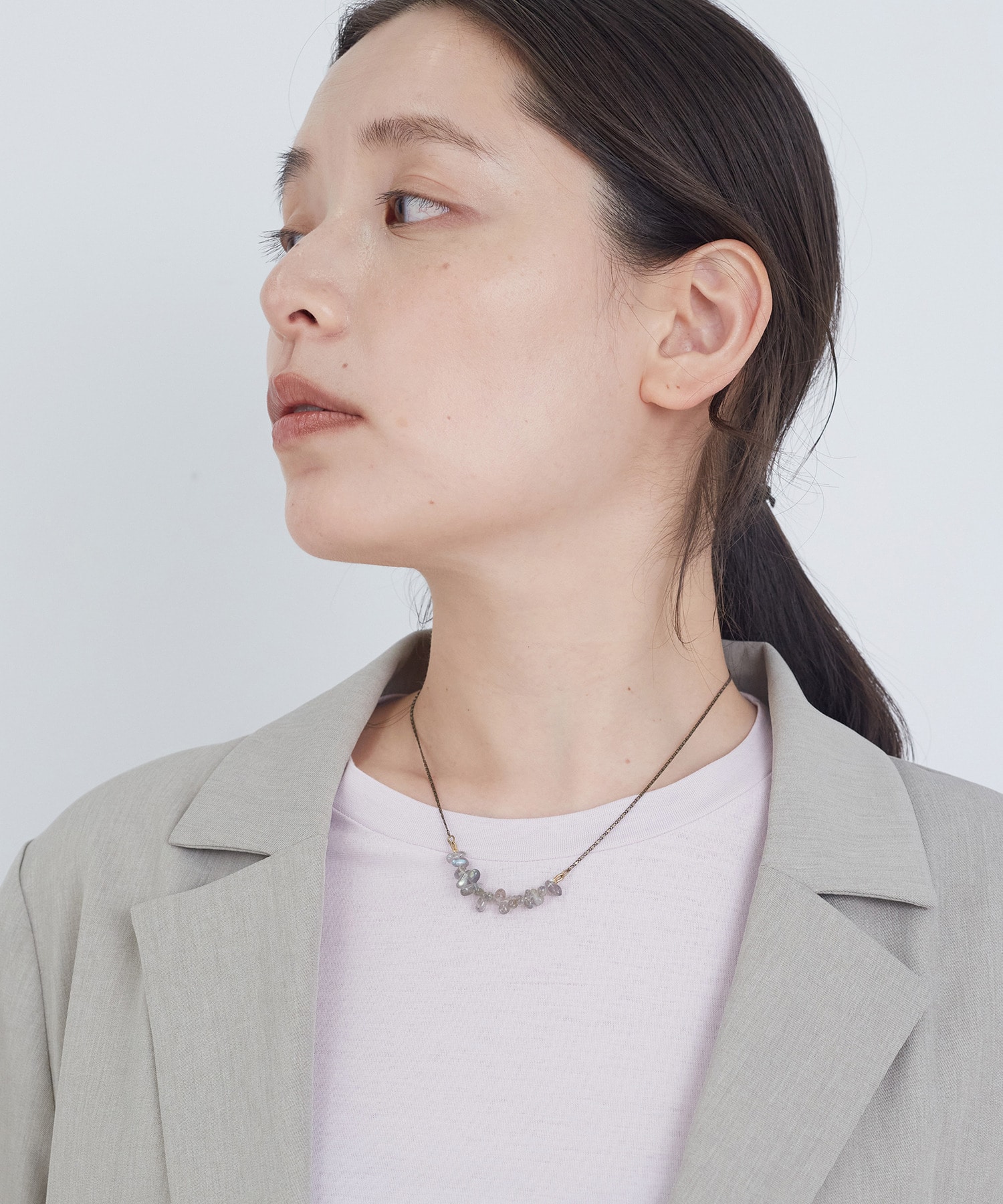 【ADIEU TRISTESSE】ドロップ型天然石ネックレス 詳細画像 グレー 7