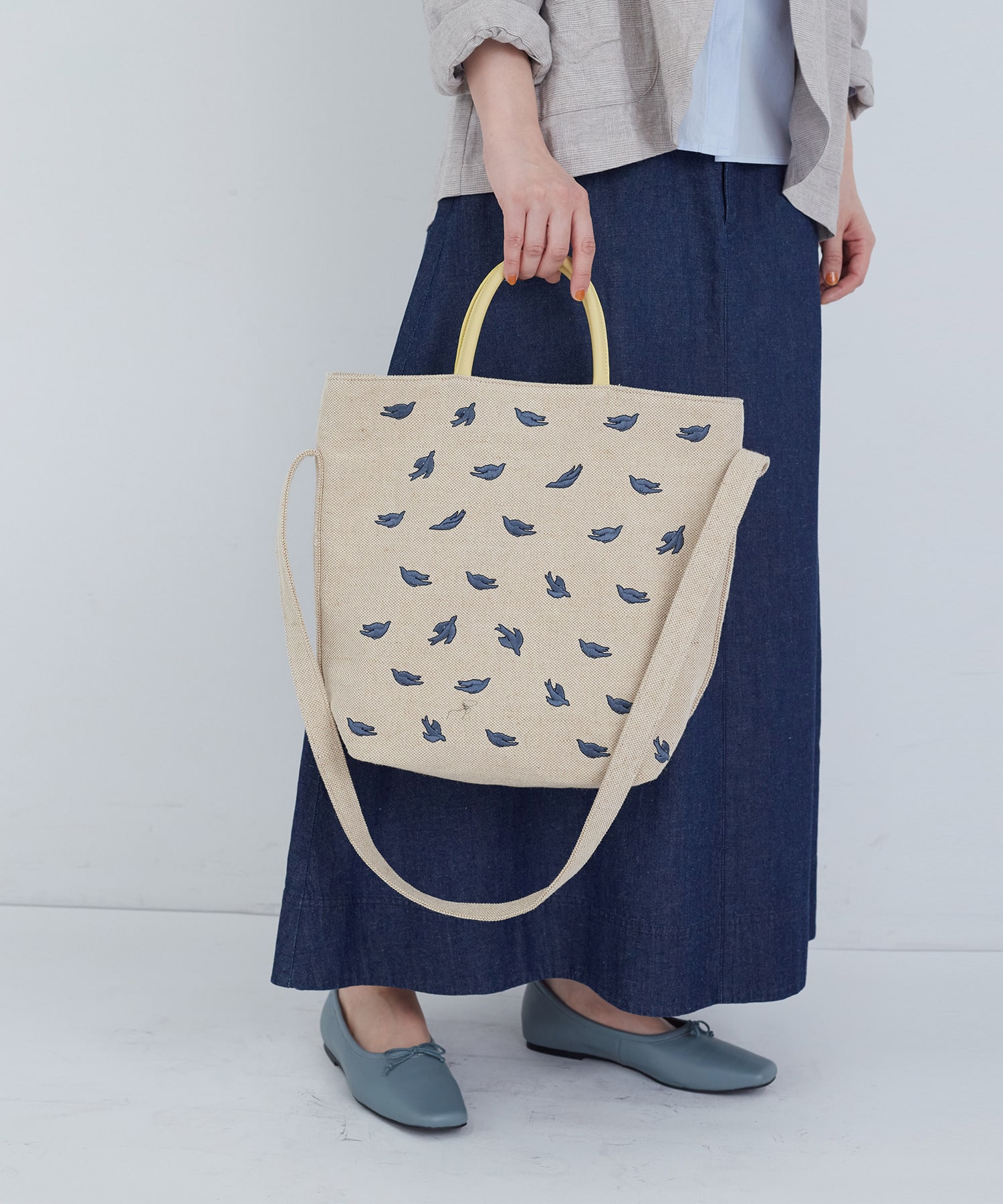 【ADIEU TRISTESSE】【2way】トリ刺繍バッグ 詳細画像 ブルー 3