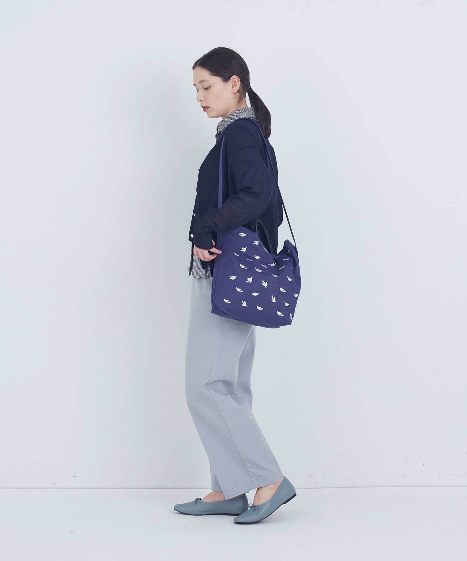 【ADIEU TRISTESSE】【2way】トリ刺繍バッグ 詳細画像 ブルー 6