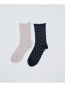 【ADIEU TRISTESSE】履き口くるっとドットソックス 詳細画像 ブラック系その他 1