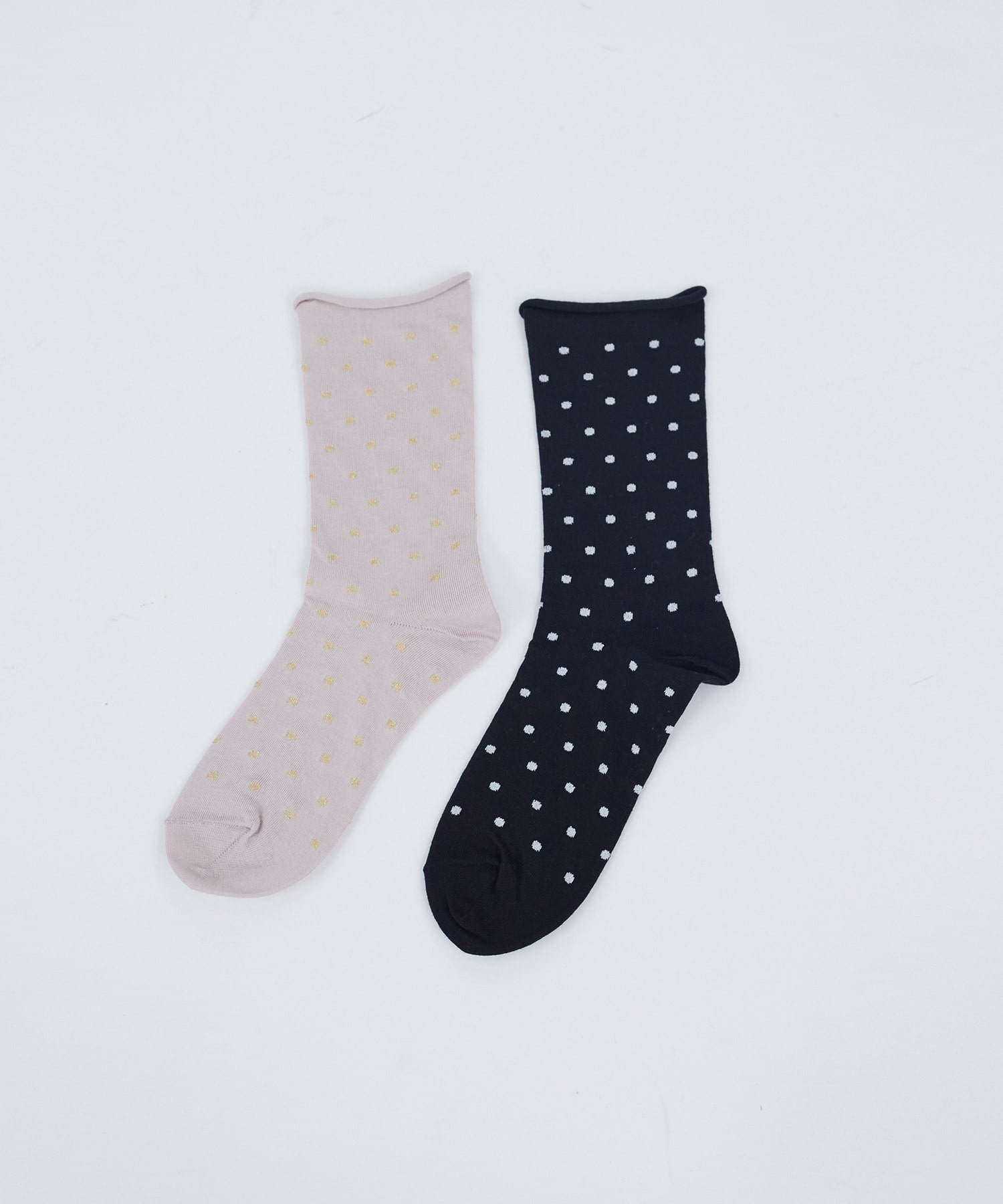 【ADIEU TRISTESSE】履き口くるっとドットソックス 詳細画像 ブラック系その他 1