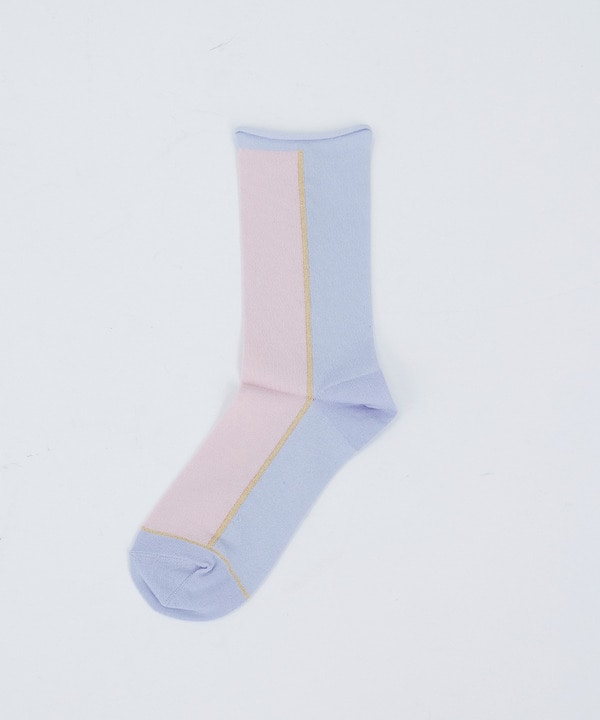 【ADIEU TRISTESSE】ラメライン入り配色ソックス
