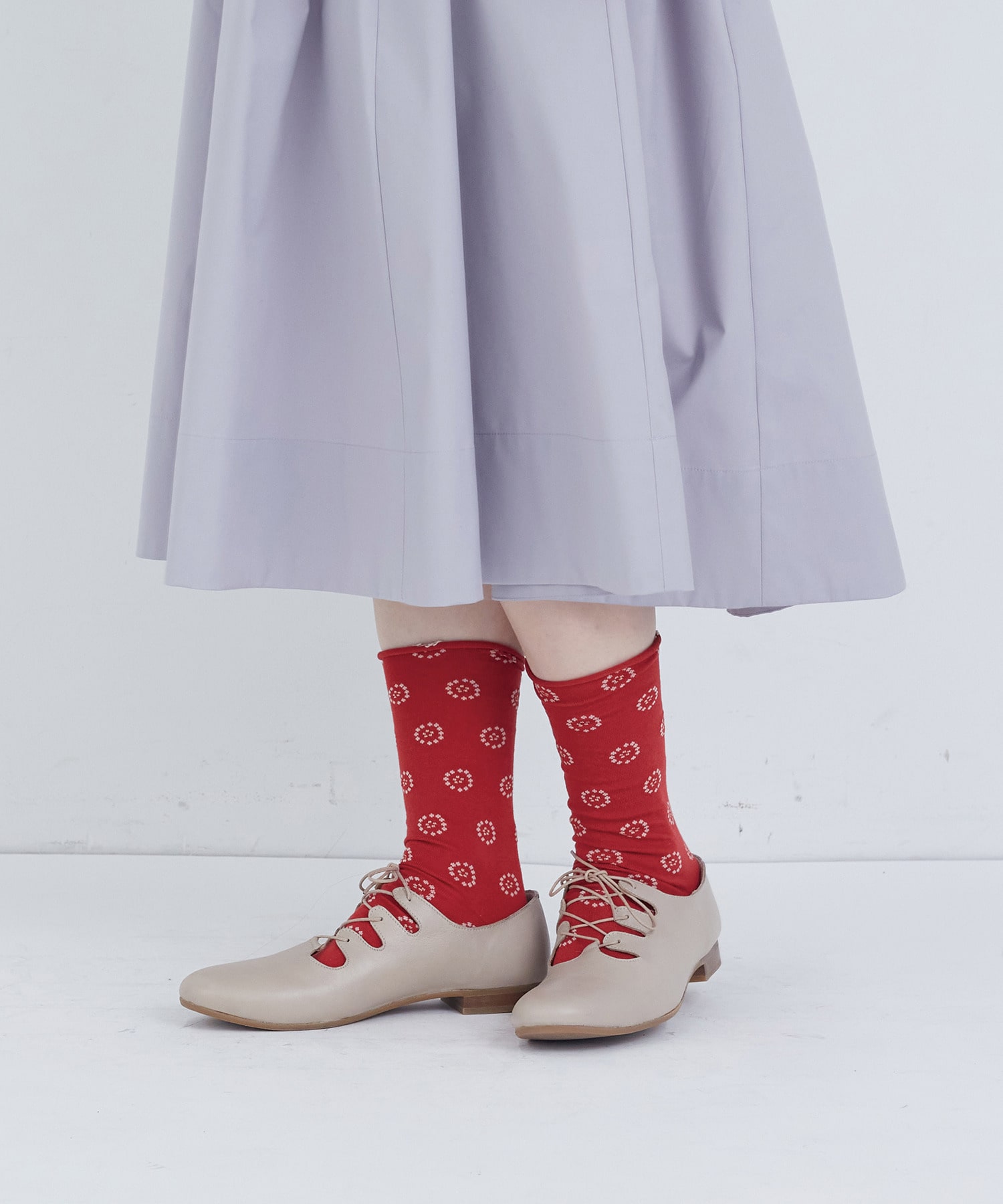 【ADIEU TRISTESSE】ドットサークル柄ソックス 詳細画像 レッド 3