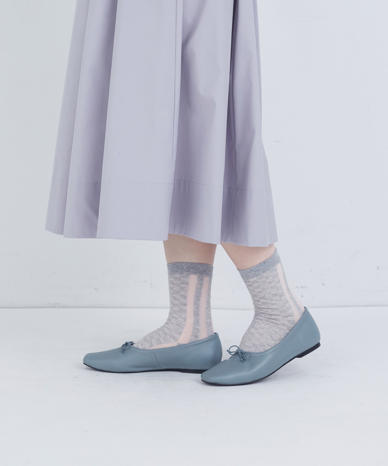 【ADIEU TRISTESSE】ギンガム&times;ストライプソックス 詳細画像 ブルー系その他 2