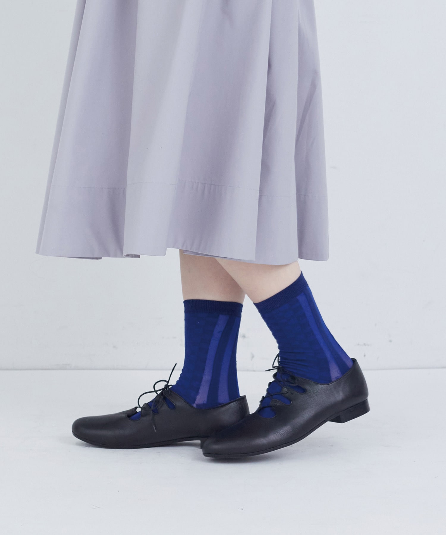 【ADIEU TRISTESSE】ギンガム&times;ストライプソックス 詳細画像 ブルー系その他 3