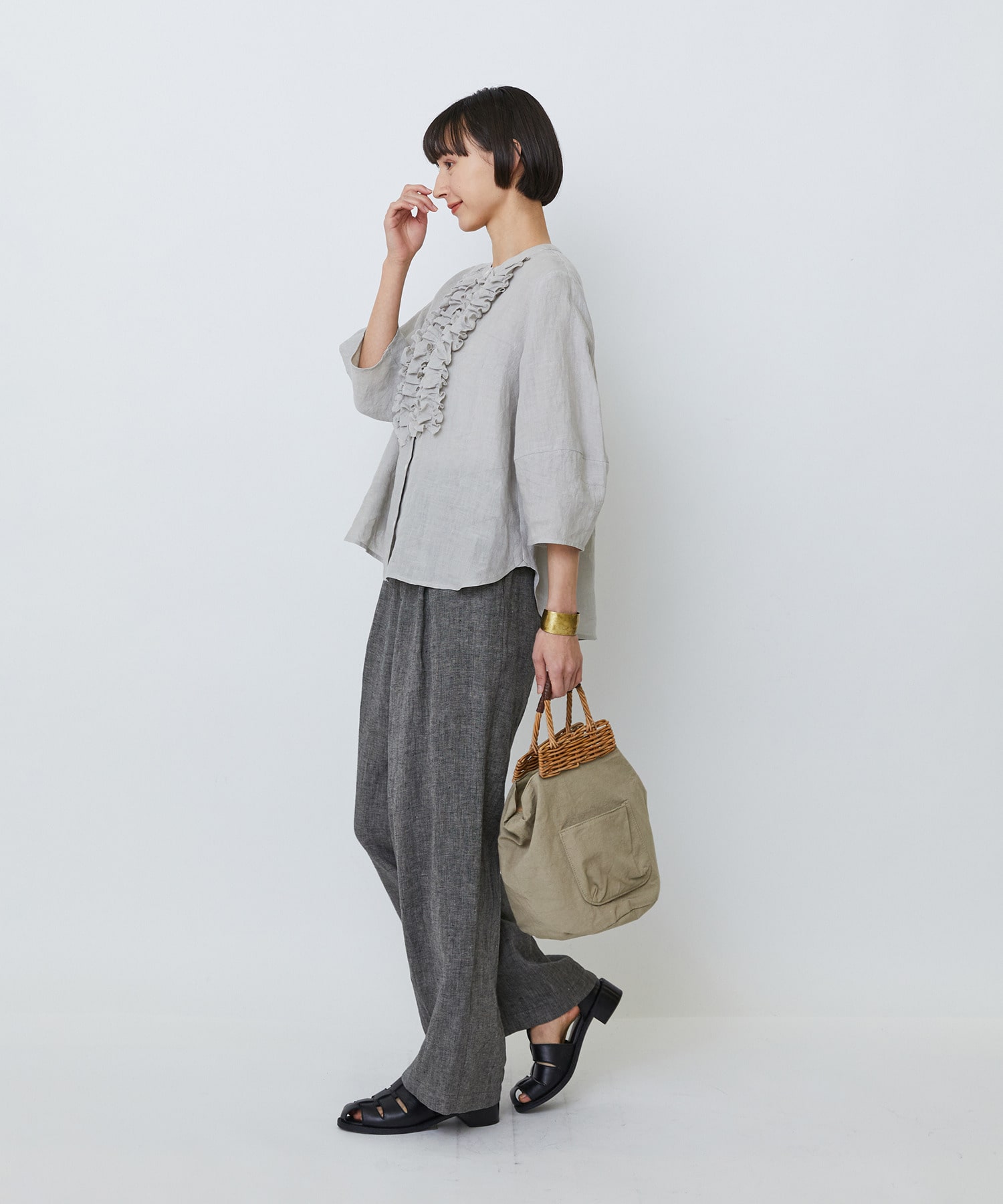 【LOISIR】【2WAY】異素材コンビseauバッグ 詳細画像 ブラック 2