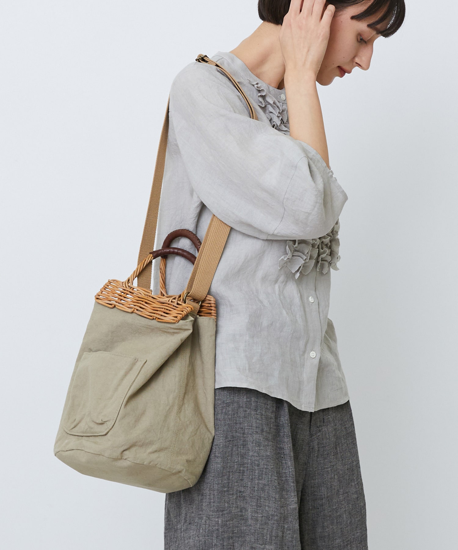 【LOISIR】【2WAY】異素材コンビseauバッグ 詳細画像 ブラック 5