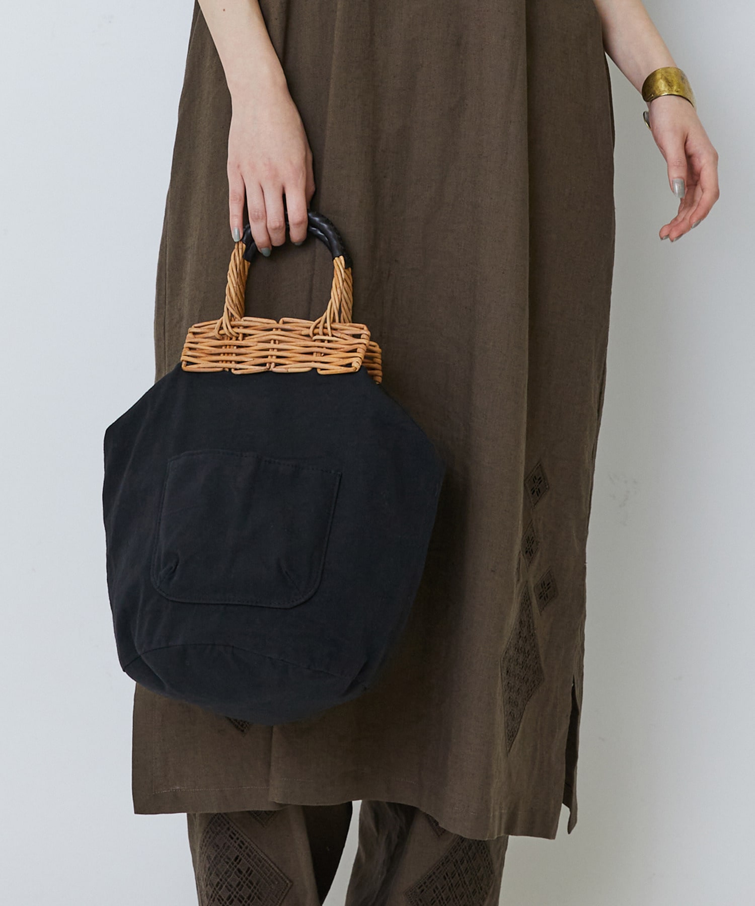 【LOISIR】【2WAY】異素材コンビseauバッグ 詳細画像 ブラック 7