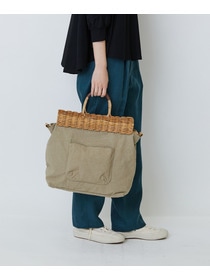 【LOISIR】【2WAY】異素材コンビトートバッグ 詳細画像 ブラック 1