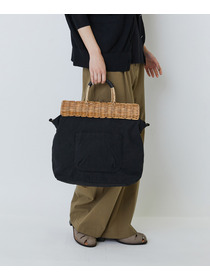 【LOISIR】【2WAY】異素材コンビトートバッグ 詳細画像 ブラック 3