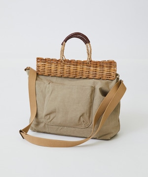 【LOISIR】【2WAY】異素材コンビトートバッグ 詳細画像 ベージュ 1