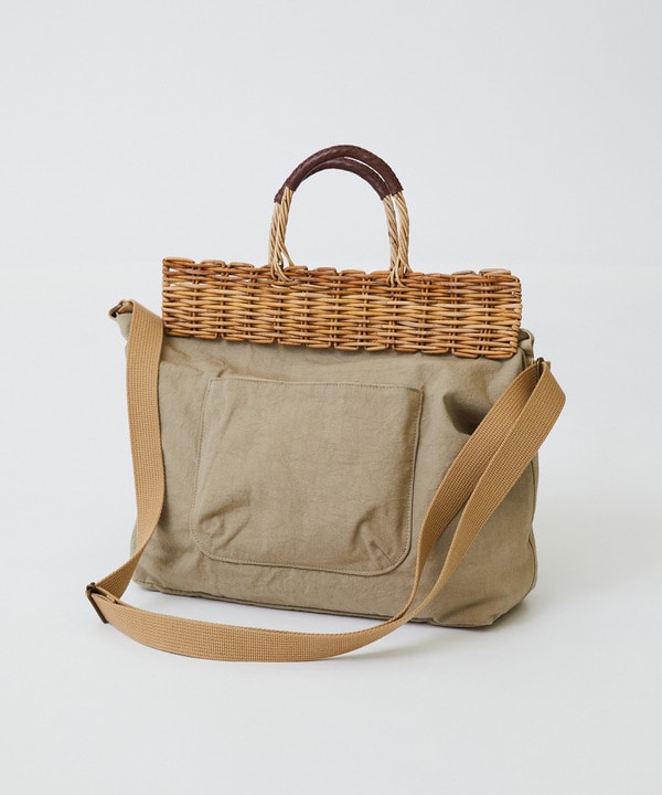 【LOISIR】【2WAY】異素材コンビトートバッグ