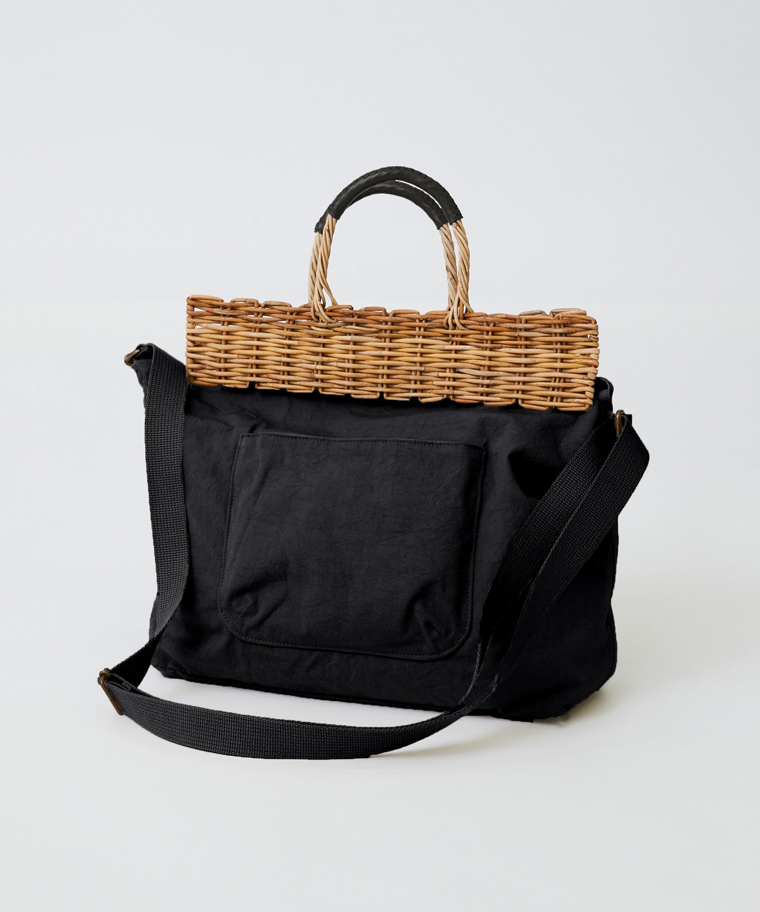 【LOISIR】【2WAY】異素材コンビトートバッグ 詳細画像 ブラック 1