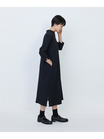 【LOISIR】エコダブルクロススタンドカラーワンピース 詳細画像 ブラック 3