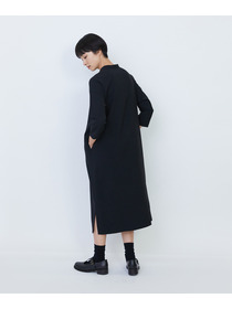 【LOISIR】エコダブルクロススタンドカラーワンピース 詳細画像 ブラック 4