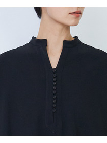 【LOISIR】エコダブルクロススタンドカラーワンピース 詳細画像 ブラック 8