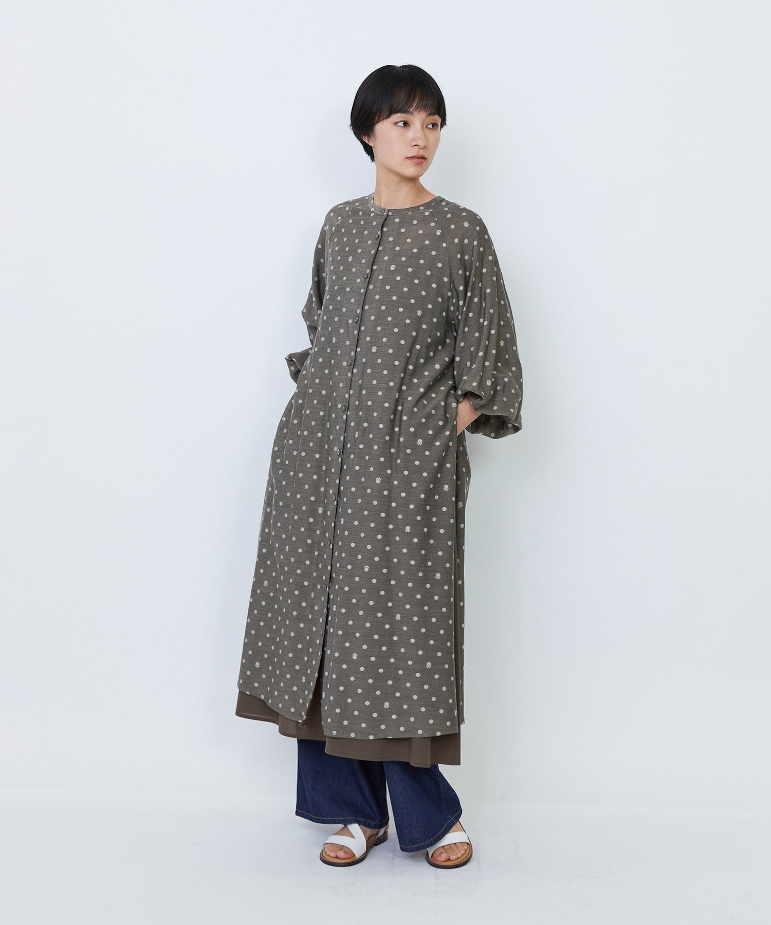 【LOISIR】【3WAY】オリジナル柄カットジャカードワンピース 詳細画像 ベージュ系その他 1