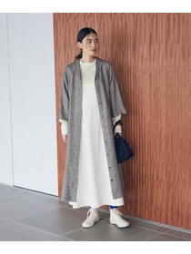 【LOISIR】リネンチェックセーラーカラーワンピース 詳細画像 ブラック系その他 1