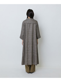 【LOISIR】リネンチェックセーラーカラーワンピース 詳細画像 ブラック系その他 11