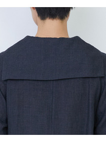 【LOISIR】リネンチェックセーラーカラーワンピース 詳細画像 ブラック系その他 16