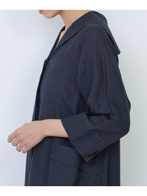 【LOISIR】リネンチェックセーラーカラーワンピース 詳細画像 ブラック系その他 17