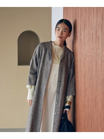 【LOISIR】リネンチェックセーラーカラーワンピース 詳細画像 ブラック系その他 2