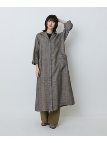 【LOISIR】リネンチェックセーラーカラーワンピース 詳細画像 ブラック系その他 4